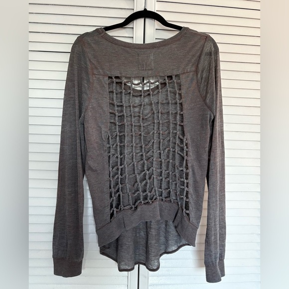 Chaser Grid Cage Back Knot Long Sleeve Tee | Acid Wash Gray | Y2K Vintage | M - Picture 3 of 16